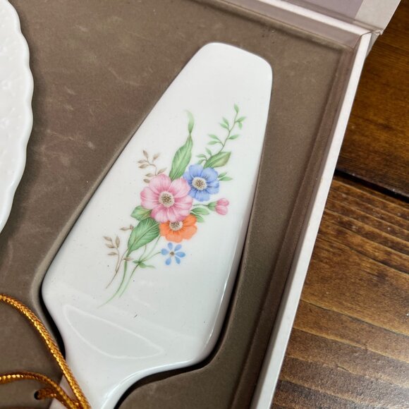 Mikasa Bone China Something Blue Cake Plate & Server Set In Box Narumi Japan - Picture 4 of 12